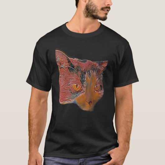 Digitale abstrakte Katze 3 T-Shirt (Vorderseite)