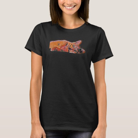 Digitale abstrakte Katze 75 T-Shirt (Vorderseite)