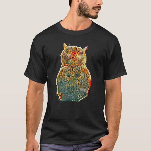 Digitale abstrakte Katze 7 T-Shirt (Vorderseite)