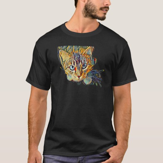 Digitale abstrakte Katze Malerei 10 T-Shirt (Vorderseite)