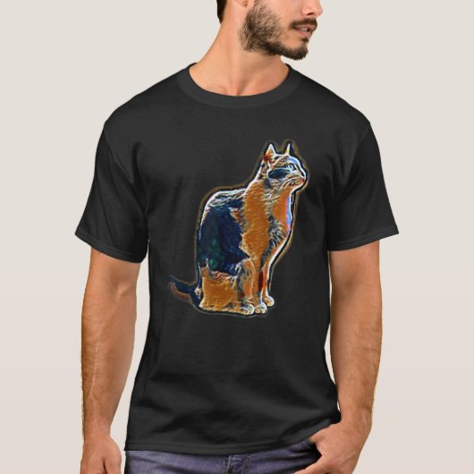 Digitale abstrakte Katze Malerei 13 T-Shirt (Vorderseite)