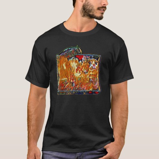 Digitale abstrakte Katze Malerei 19 T-Shirt (Vorderseite)