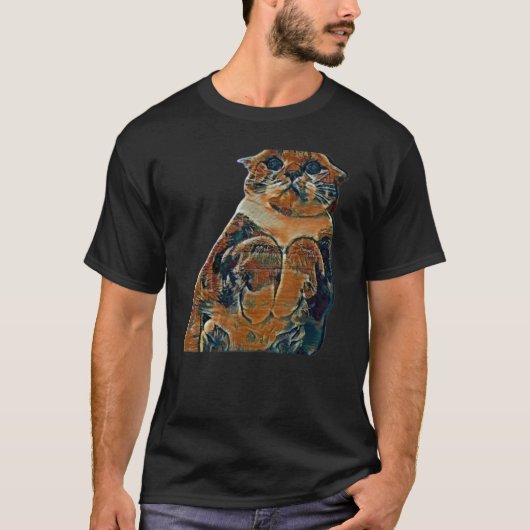 Digitale abstrakte Katze Malerei 74 T-Shirt (Vorderseite)