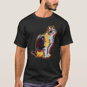 Digitale abstrakte Katze Malerei T-Shirt