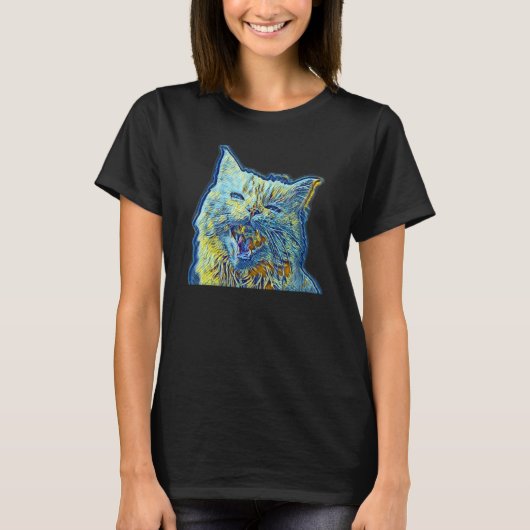 Digitale abstrakte Malerei einer Katze 49 T-Shirt (Vorderseite)