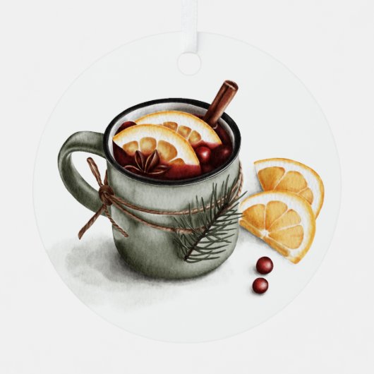 digitale Aquarellbild eines gemütlichen Winters m Ornament Aus Metall (Vorderseite)