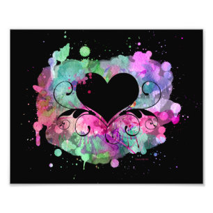 Digitale Aquarellbilder Hearts Cutouts Fotodruck