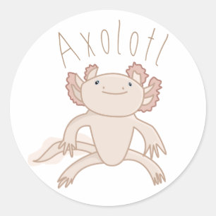 Digitale Axolotl Illustration, Süße Tier Runder Aufkleber