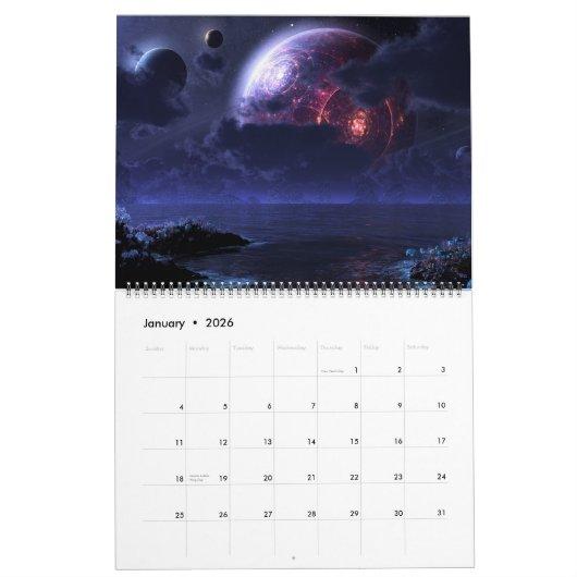 Digitale Blasphämie Planetscapes Wall Calendar Kalender (Jan 2026)