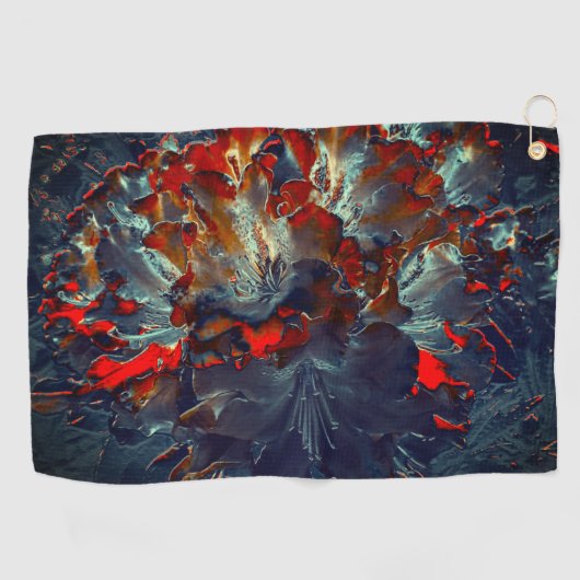 Digitale Blume in Asche und Kohle über Kohlen 3 Golfhandtuch (Horizontal)