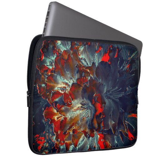 Digitale Blume in Asche und Kohle über Kohlen 3 Laptopschutzhülle (Vorne Rechts)