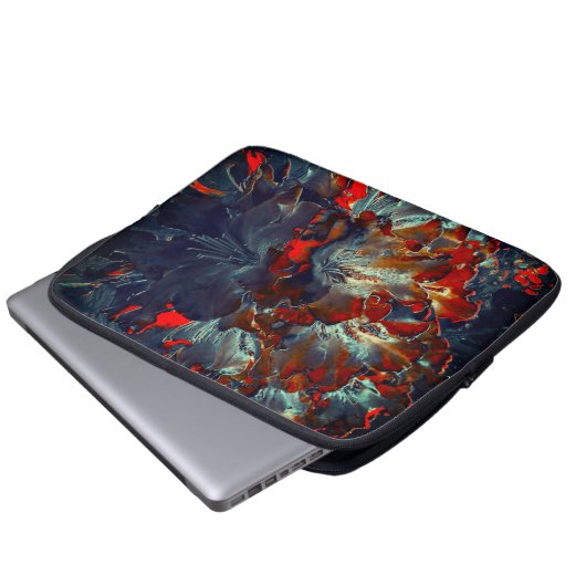 Digitale Blume in Asche und Kohle über Kohlen 3 Laptopschutzhülle (Vorne Knopf)