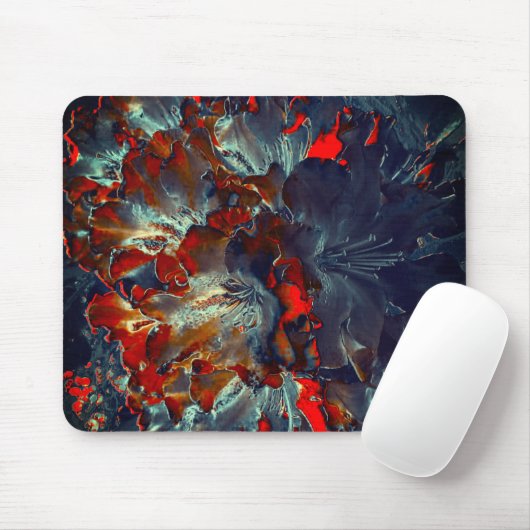 Digitale Blume in Asche und Kohle über Kohlen 3 Mousepad (Mit Mouse)