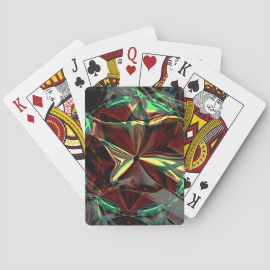 Digitale Blume mit metallischen oder kristallinen Spielkarten (Rückseite)