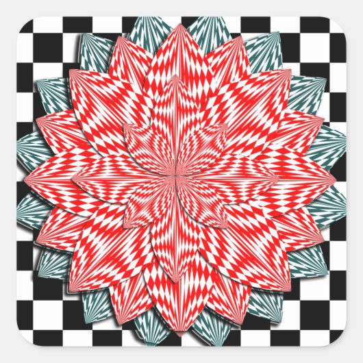 Digitale Blume von Kenneth Yoncich Quadratischer Aufkleber (Vorderseite)