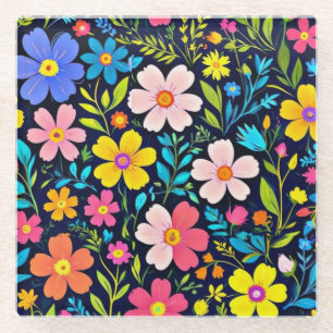 Digitale Blumenmalerei Blumen Muster-38875 Glasuntersetzer
