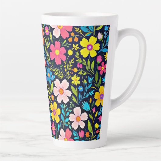 Digitale Blumenmalerei Blumenmuster Milchtasse (Rechts)