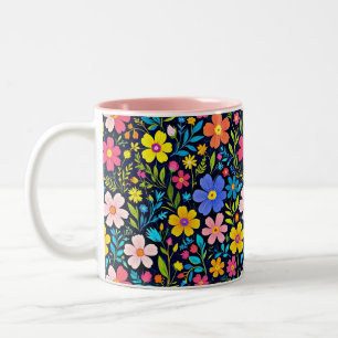 Digitale Blumenmalerei Blumenmuster Zweifarbige Tasse