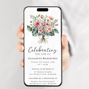 Digitale Boho-Blumen-Einladung zur Beerdigung Einladung