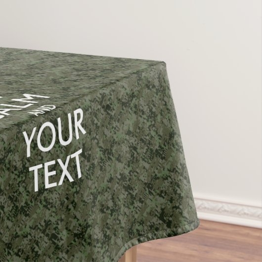 Digitale Camouflage Behalte Ruhe und Text Tischdecke (Beispiel)