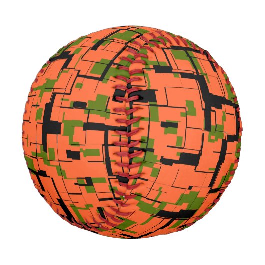 Digitale Camouflage Grün-Orangefarbenes Muster Baseball (Schrägansicht)