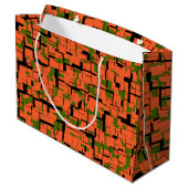 Digitale Camouflage Grün-Orangefarbenes Muster Große Geschenktüte (Rückseite Schrägansicht)