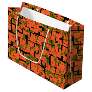 Digitale Camouflage Grün-Orangefarbenes Muster Große Geschenktüte