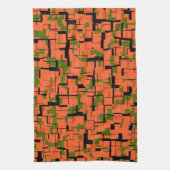 Digitale Camouflage Grün-Orangefarbenes Muster Küchentuch (Vertikal)