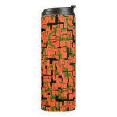 Digitale Camouflage Grün-Orangefarbenes Muster Thermosbecher (Nach links gedreht)