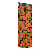 Digitale Camouflage Grün-Orangefarbenes Muster Thermosbecher (Nach rechts gedreht)