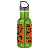 Digitale Camouflage Grün-Orangefarbenes Muster Trinkflasche (Rückseite)