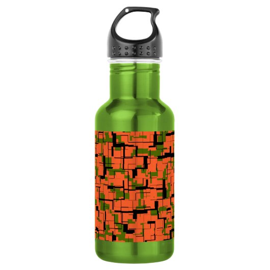 Digitale Camouflage Grün-Orangefarbenes Muster Trinkflasche (Vorderseite)