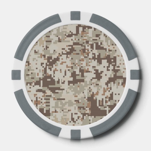 Digitale Camouflage Pixel Decke im Wüstenstil Pokerchips (Vorderseite)