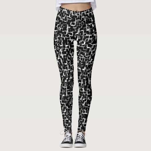 Digitale Camouflage Schwarz-weißes Graumuster Leggings (Vorderseite)