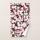 Digitale Camouflage Schwarz-weißes rotes Muster Badhandtuch Set (Handtuch)