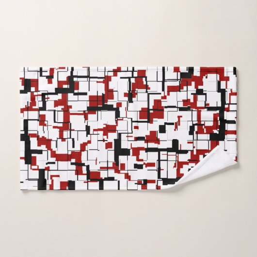 Digitale Camouflage Schwarz-weißes rotes Muster Badhandtuch Set (Handtuch)