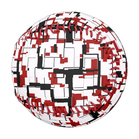 Digitale Camouflage Schwarz-weißes rotes Muster Baseball (Vorne Rechts)