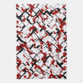 Digitale Camouflage Schwarz-weißes rotes Muster Geschirrtuch (Vertikal)