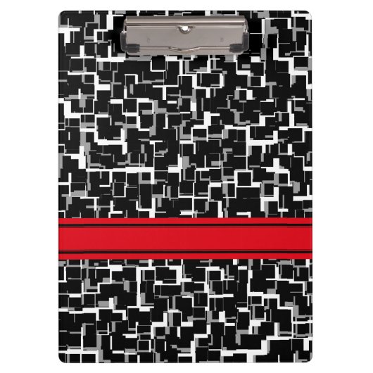 Digitale Camouflage Schwarz-weißes rotes Muster Klemmbrett (Vorderseite)