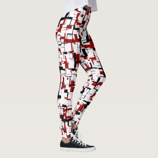 Digitale Camouflage Schwarz-weißes rotes Muster Leggings (Rechts)