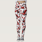 Digitale Camouflage Schwarz-weißes rotes Muster Leggings (Vorderseite)