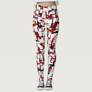 Digitale Camouflage Schwarz-weißes rotes Muster Leggings