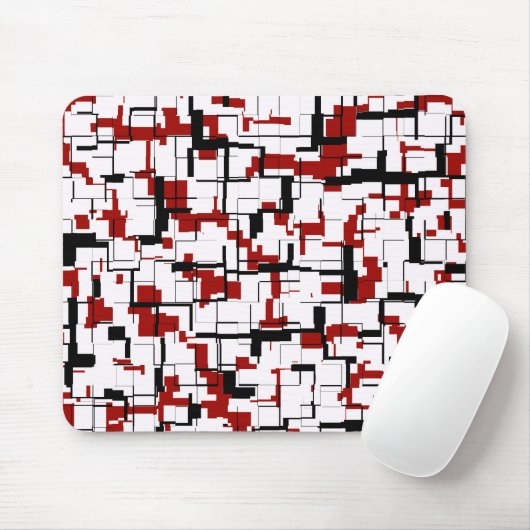 Digitale Camouflage Schwarz-weißes rotes Muster Mousepad (Mit Mouse)
