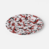 Digitale Camouflage Schwarz-weißes rotes Muster Pappteller (Schrägansicht)