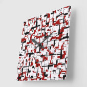 Digitale Camouflage Schwarz-weißes rotes Muster Quadratische Wanduhr (Winkel)