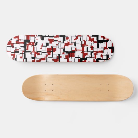Digitale Camouflage Schwarz-weißes rotes Muster Skateboard (Horizontal)