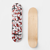 Digitale Camouflage Schwarz-weißes rotes Muster Skateboard (Vorderseite)