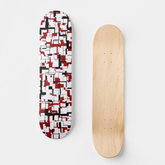 Digitale Camouflage Schwarz-weißes rotes Muster Skateboard (Vorderseite)