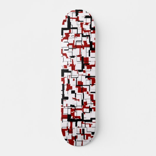 Digitale Camouflage Schwarz-weißes rotes Muster Skateboard (Vorne)
