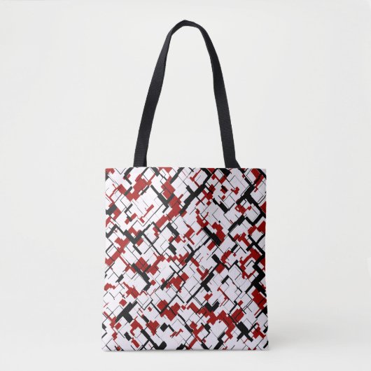 Digitale Camouflage Schwarz-weißes rotes Muster Tasche (Vorderseite)